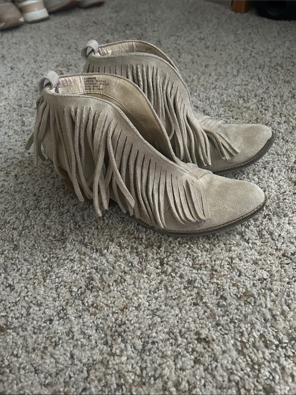 Coconuts by Matisse Suede Fringe Ankle Booties - Taupe